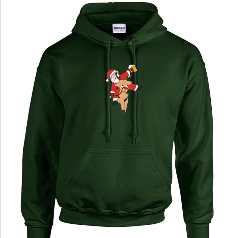 Drunk Santa & Rudolph the Reindeer Christmas Sweatshirt. Christmas HOODIE